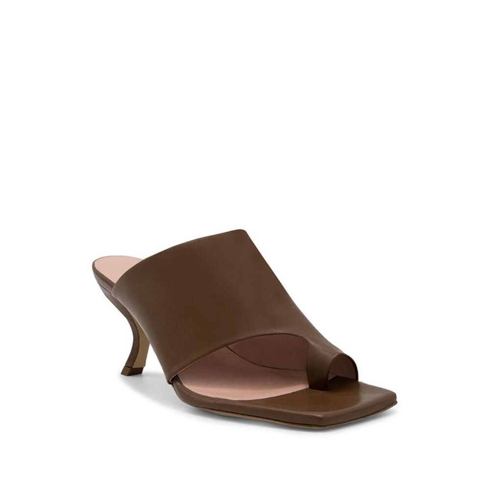 ILIO SMERALDO Womens Brown Mule Ring Kim Slip On Leather Heeled Sandal 37